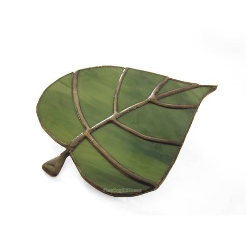 Green Leaf Night Light, Spring Stained Glass Night Light