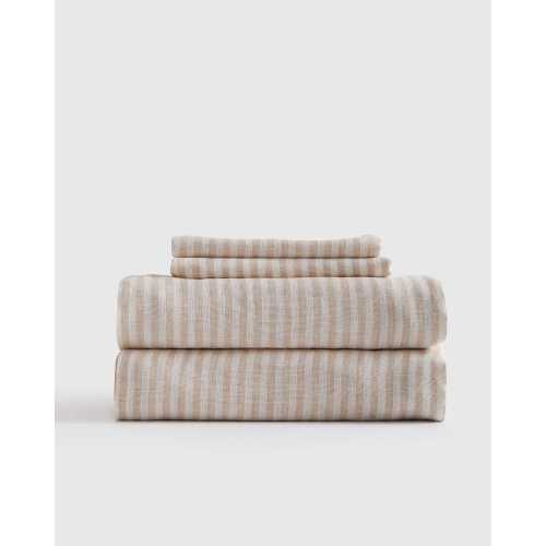 Linen Sheets | Quince in Natural/White Stripe
