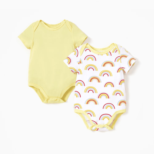 PatPat Newborn Baby Clothes Baby Girl Bodysuits Romper with Bamboo Viscose Short Sleeve Boys and Girls Newborn Infant Unisex Clothes 2Pack