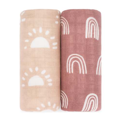 Muslin Swaddle Blanket in Sun & Rainbow, 2 Pack