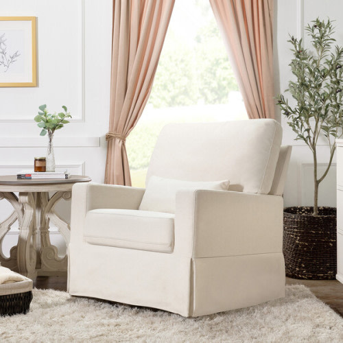 Crawford Pillowback Comfort Swivel Glider, Performance Cream Eco-Weave - Namesake | Maisonette