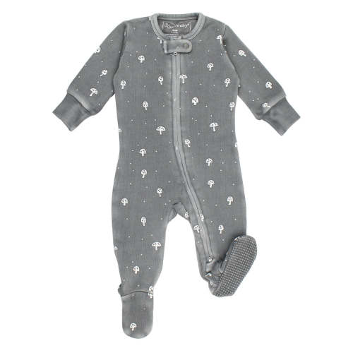 3-6MO Organic Cozy 2-Way Zipper Footie in Mist Mushrooms – L'ovedbaby