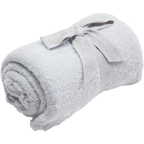 Barefoot Dreams CozyChic Scalloped Baby Receiving Blanket - Blue & White 30x 32