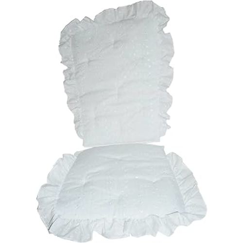 Baby Doll Bedding Carnation Eyelet Adult Rocking Chair Cushion Pad Set, White