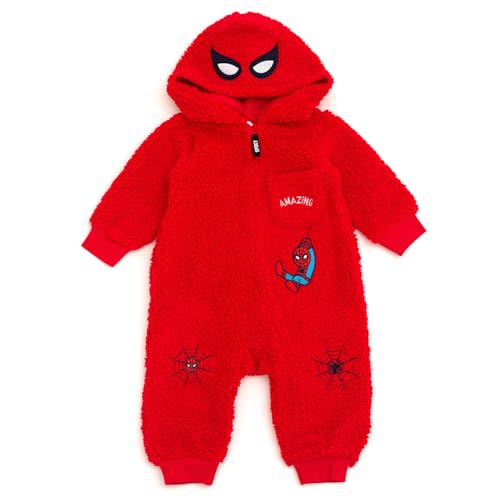Marvel Avengers Spider-Man Baby Cozy Sherpa Zip Up Cosplay Coverall Newborn to Infant Sizes (Newborn - 24 Months)
