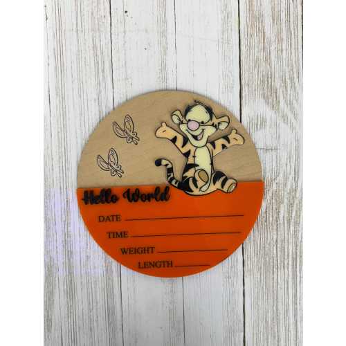 Winnie The Pooh Tigger Inspired Baby Announcement with Birth Stats | Winnie The Pooh Tigger Baby Sign | Acrylic Birth Stats Sign | Tigger