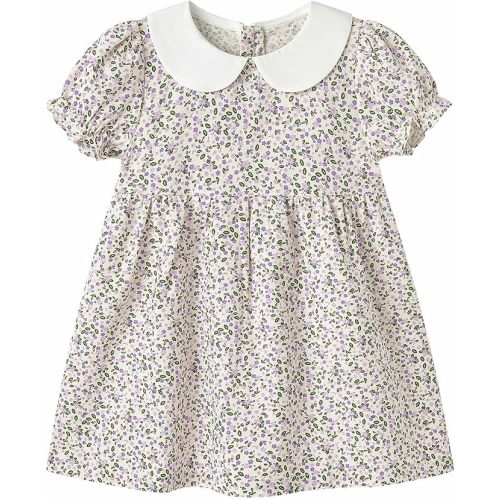 pureborn Baby Toddler Girl Woven Dress Short Sleeve Cotton Playwear Dresses 0-5T