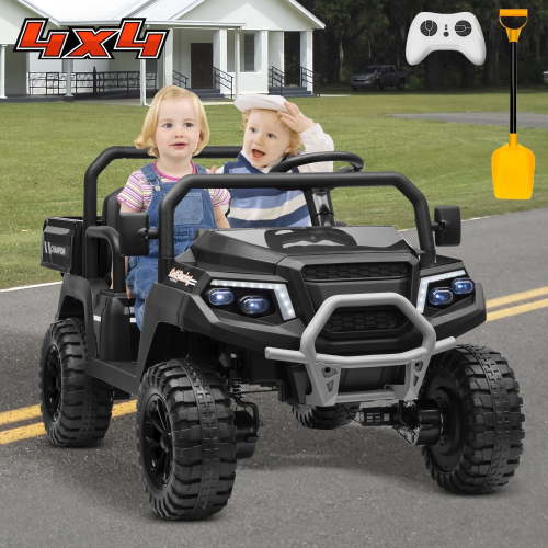 4WD 24 Volts Ride on Toys Truck with Parental Remote, 800W Motor 7AH Battery Powered Electric Vehicle for Kids, Outdoor Toys Gift, Black