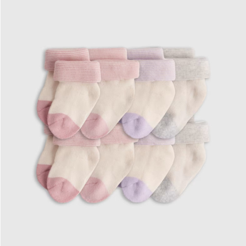 Organic Fold Over Socks 8-Pack - Baby Girl