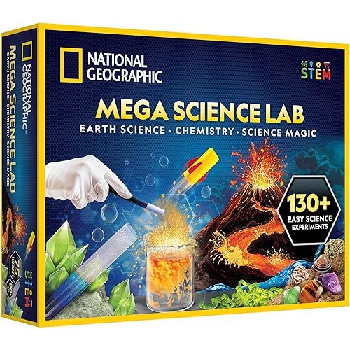 National Geographic Mega Science Lab - Science Kit for Kids with 130+ Easy Experiments, Featuring Earth Science, Chemistry Set, and Magic STEM Projects for Boys and Girls (Amazon Exclusive)