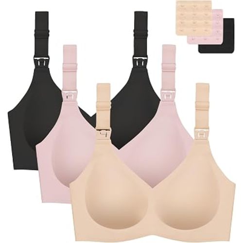 Gailife 3 Pack Nursing Bras for Breastfeeding Seamless Wireless V Neck Maternity Bras for Pregnancy Breathable Sleep Bralette