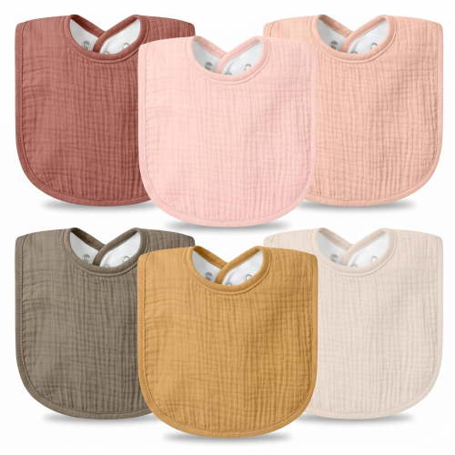 6 Pack Baby Snap Muslin Bibs,Cotton Baby Bibs,Adjustable Absorbent Breathable Bibs,Bandana Burp Bib Set,Soft Drooling Teething Cloth Bibs for Kids