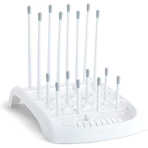 Munchkin Fold Baby Bottle Drying Rack - Compact Design Folds Flat for Easy Storage, White/Grey
