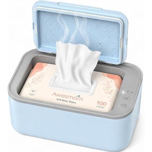 Wipe Warmer for Baby & Most Adult Wipes, 3 Heat Settings, Blue