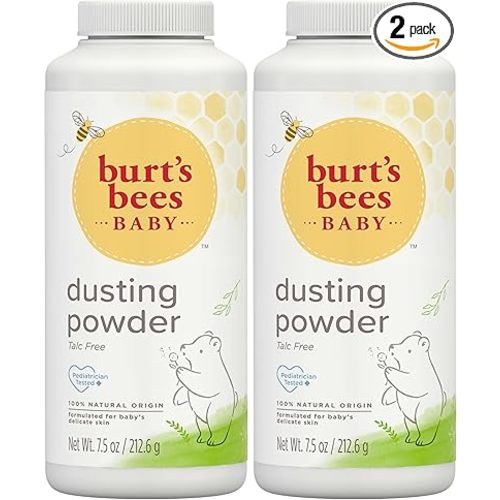 Burt's Bees Baby Dusting Powder, Talc Free and Hypoallergenic for Safe and Gentle Comfort, 100% Natural Origin, Pediatrician Tested, 7.5 Oz (Pack of 2)