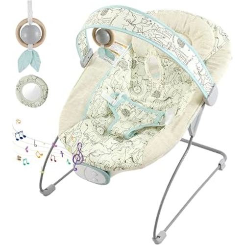 Amazon.com : Baby Bouncer, Portable Baby Bouncer Seat with Music for Infant,0-6M,0-20lb | Adjustable Volume & Soothing Vibration,3-Point Harness, Machine Washable, Sensory Toys, Baby Girl, Pink, Indoor & Outdoor Use : Baby