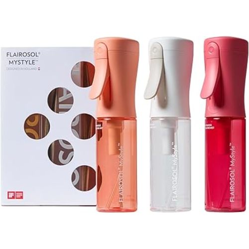 FLAIROSOL MyStyle, Spray Bottle for Hair- 3 Pack Small Travel Spray Bottle, Ultra Fine Continuous Water Mist for Face, Hairstyling, Salon, Cleaning, Beauty, Toners, Hydration & Makeup, 3.04oz / 90ml