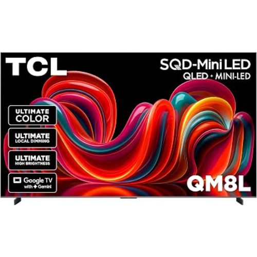 TCL 98 Inch Class QM8L Series | SQD-Mini-LED QLED Smart TV | 98QM8L, 2026 Model | 144Hz | Ultimate Color Brightness & Contrast | Google AI Bang & Olufsen | Voice Control Gaming Streaming Television