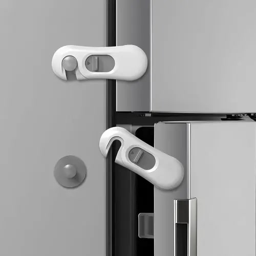 5-Pack Child Proof Refrigerator Lock with 3M Adhesive - Multi-Use Kids Safety Locks for Fridge, Oven, Cabinets, Drawers (No Tools Needed) - Baby & Pet Proofing