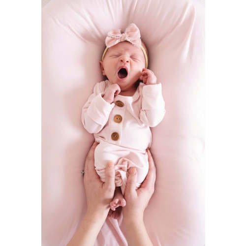 Solid Blush Bamboo Baby Knot Gown & Hat