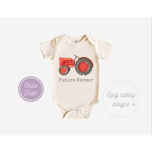 Future Farmer Tractor Baby Onesie, Farm Bodysuit for Unisex Cute Babies, Stylish and Comfortable | Perfect Baby Shower Gift