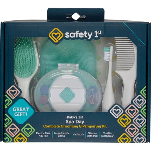 Safety 1st Baby’s 1st Spa Day Kit, Electric Ease Nail File, Soft Bath Mitt, Toddler Toothbrush, Hairbrush & Comb, Infant Grooming Set