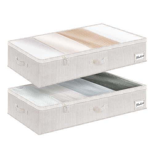 StorageWorks Large Under Bed Storage Containers with Handles and Label Holder, 2 Pack Ultra-thick Fabric Underbed Bins, Closet Organizer for Clothes, Blankets, Sweater