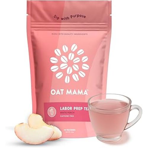 Oat Mama Labor Prep Tea for Third Trimester Pregnancy Support - White Peach Flavor & Organic - Prepare Body & Mind for Smooth, Efficient Labor & Delivery