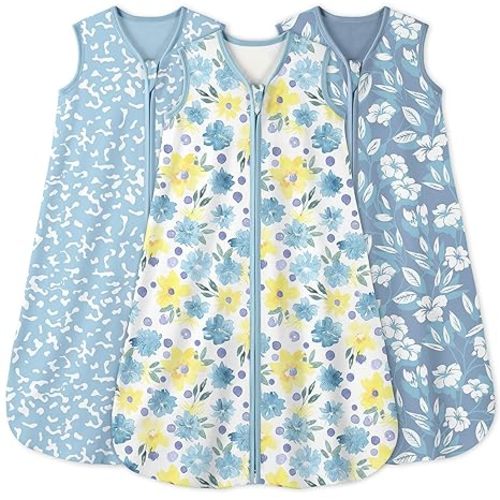 Yoofoss Baby Sleep Sack 0-6 Months 0.5 Tog Wearable Blanket for Baby, 3 Pack 100% Organic Cotton Infant Toddler Sleeping Sack 2-Way Zipper Lightweight Sleep Sack