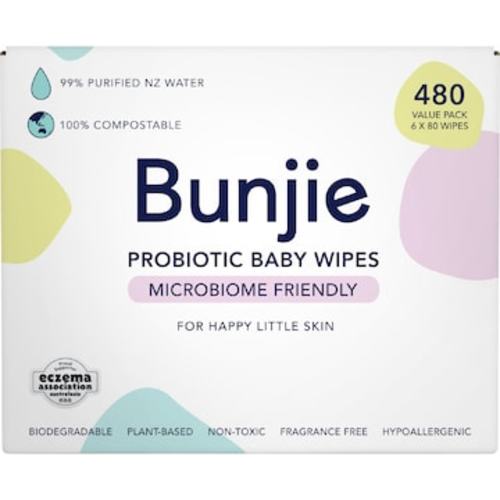 Bunjie Probiotic Baby Wipes Fragrance & Toxin-Free 480 pack | Woolworths