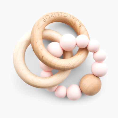 Loulou Lollipop Bubble Silicone & Wood Teething Rattle - Pink