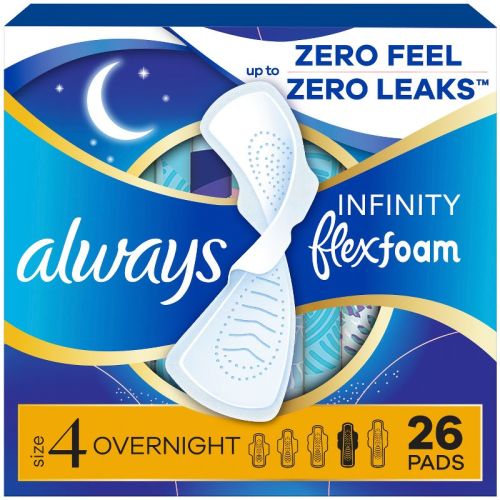 Always Infinity Overnight Sanitary Pads with Wings - Unscented - Size 4 - 26ct