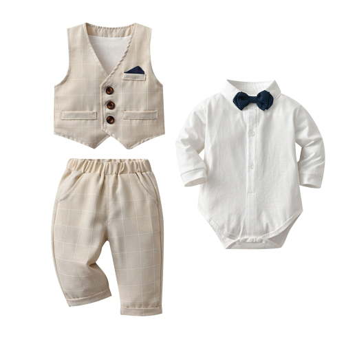 Fancifize Baby Boy Clothes Suit 0-18 Months Infant Gentleman Outfits Formal Dress Shirt+Vest+Pants Set Baby Birthday Wedding Party Suits