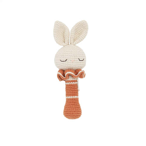 Patti Oslo Organic Rattle, Bunny, Terracotta