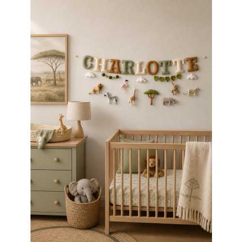 Safari Name Garland, Personalized Jungle Nursery Decor, Baby Name Banner
