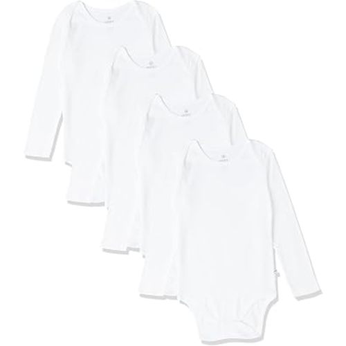 HonestBaby unisex-baby 4-pack Long Sleeve Bodysuits One Piece 100% Organic Cotton for Infant Baby Girls, Boys