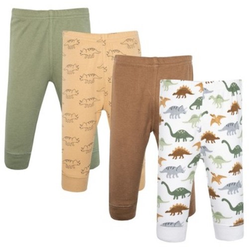 Hudson Baby Boy Cotton Pants and Leggings, Brown Sage Dinosaurs, 3-6 Months