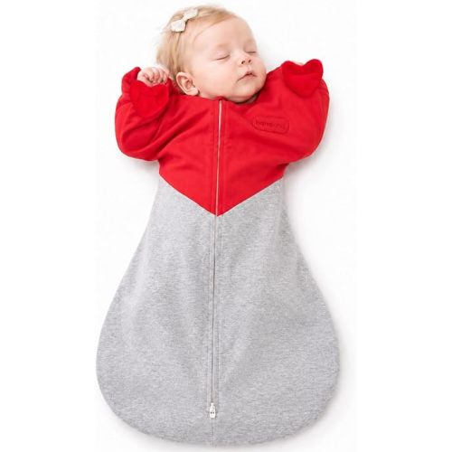 hahaland Sleep Sack, Arms-Up Swaddle, Red, Newborns 5-8.5 lbs