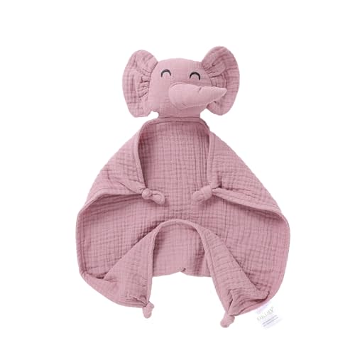 Organic Elephant Loveys for Babies,Muslin Baby Security Blankets for Babies,Soft Elephant Baby Snuggle Animals for Newborn,Newborn Baby Gift,Baby Gift for Boys and Girls (Violet)