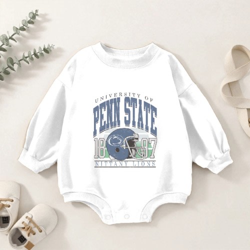 Vintage University of Penn State 1887 Baby Romper Sweatshirts Kids's 0-3M White sold by Shallow | SKU 1733839403 | Printerval