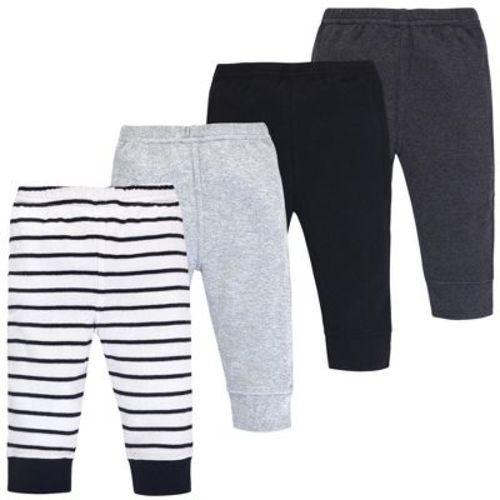 Touched by Nature Basics Infant Baby Organic Cotton Pants 4-Pack, Shadow Stripes, 9-12 Months