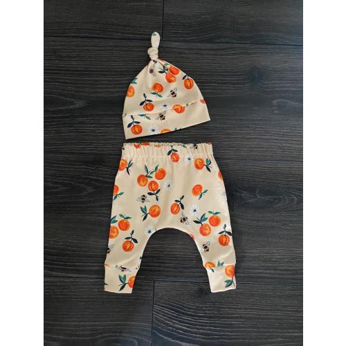 Organic Baby Outfit: Clementine Harem Pants & Knot Hat