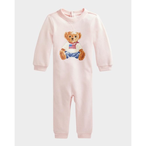 Girl's Polar Bear Coverall, Size Newborn-12M