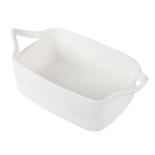 OIAHOMY 7L Woven Basket, Gift Basket Empty with Gift Bags and Ribbons, Rope Baskets for Baby Showers, Storage Baskets with Handles for Nursery, Pet Toy Organizer - White
