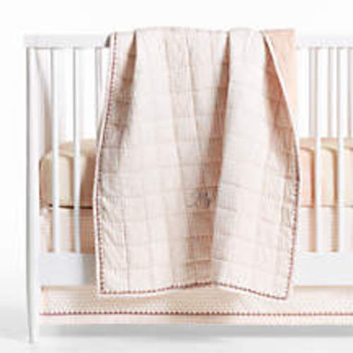 Personalized Blue Windowpane Plaid 100% Organic Cotton Baby Crib Quilt