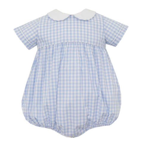 Petit Bebe Baby Boys Blue Gingham Bubble - White Collar – Best Dressed Child