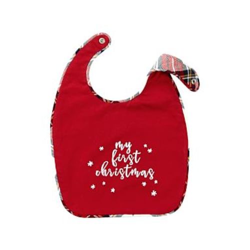 My First Christmas Embroidered Bib, Bib, Red