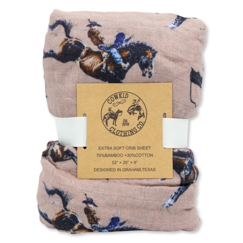 Rodeo Broncs Bamboo Muslin Crib Sheet