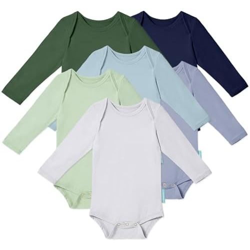 PurComfy Supersoft Long Sleeve Baby Bodysuits, Premium Bamboo Rayon Bodysuit Unisex Boy Girl 0-3-6-9-18-24 months