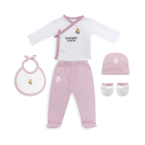 Set Hat, Shirt, Leg Warmers, Bib & Mittens Pink Real Madrid